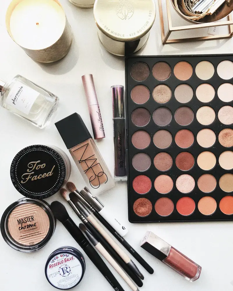 Dramatic editorial makeup with metallic accents